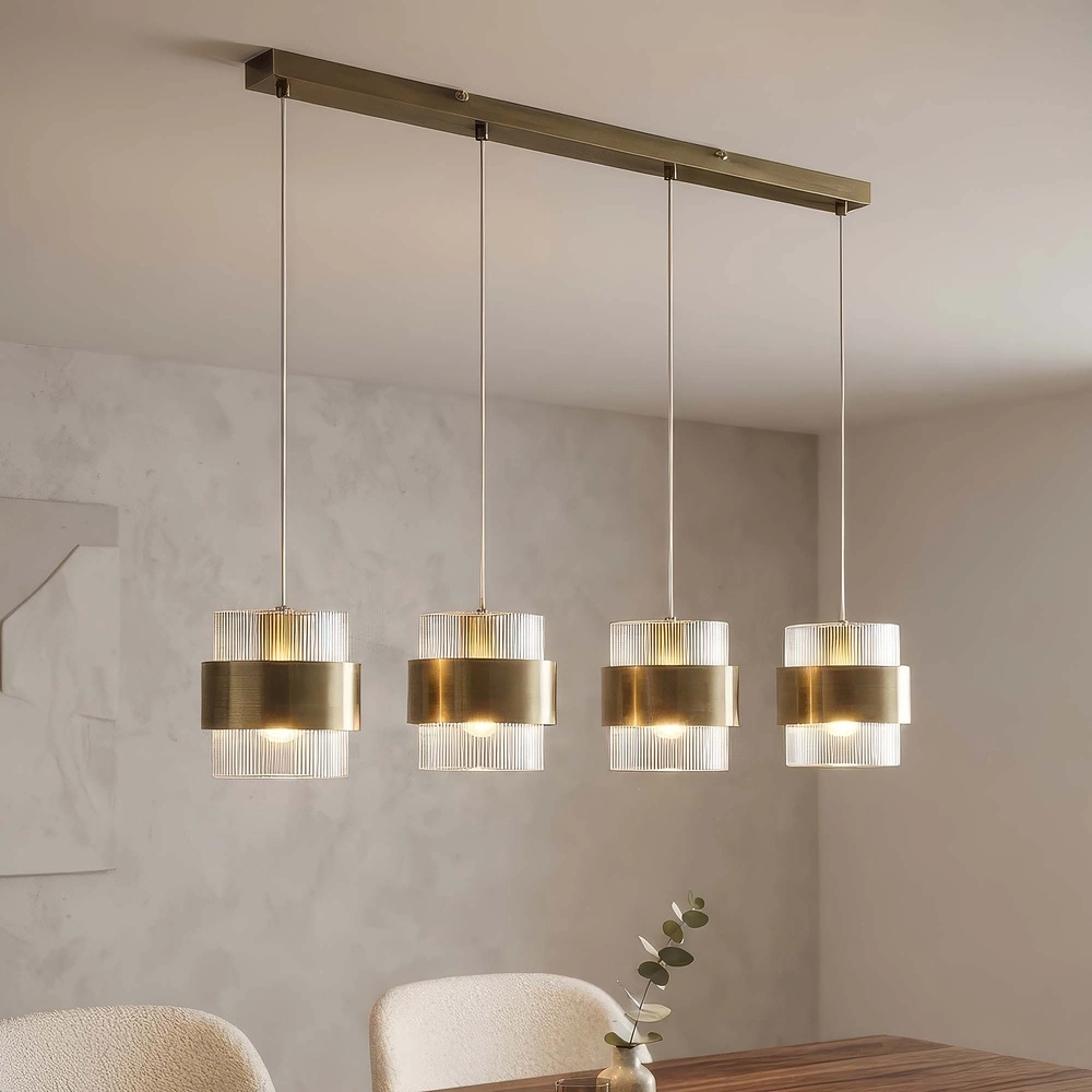 Pendant lamp Royal 4-light antique brass
