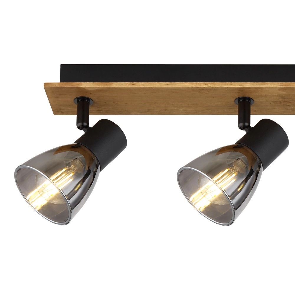 Ceiling lamp Claude 3-light black with wood Globo 9007371431212