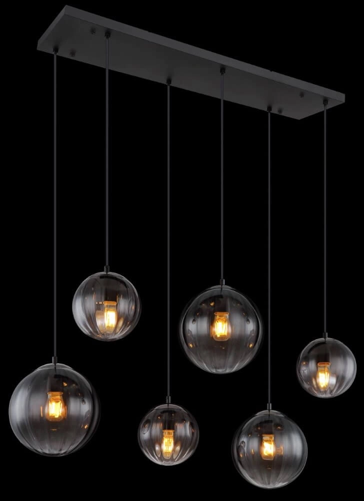 6-light pendant lamp Dallerta smoke glass Globo 9007371455560