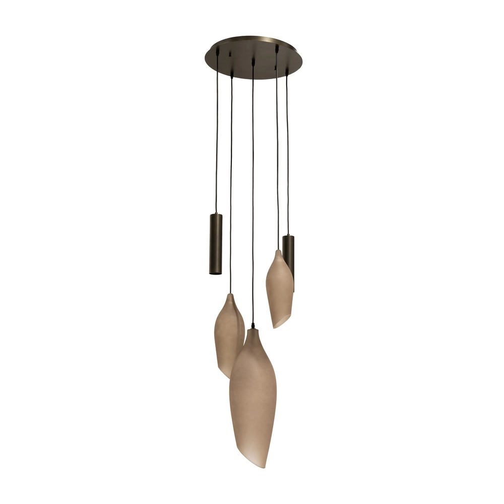 Moderne hanglamp Cocoon sienna bruin met frosted glas Lyora 8716803515109
