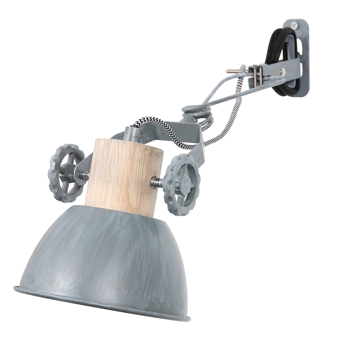 Clamp spot Gearwood zinc grey with wood Steinhauer 8712746133776