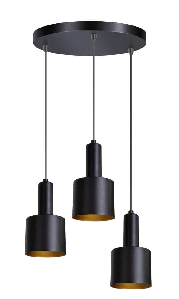 Black pendant lamp Sledge 3-light black with gold