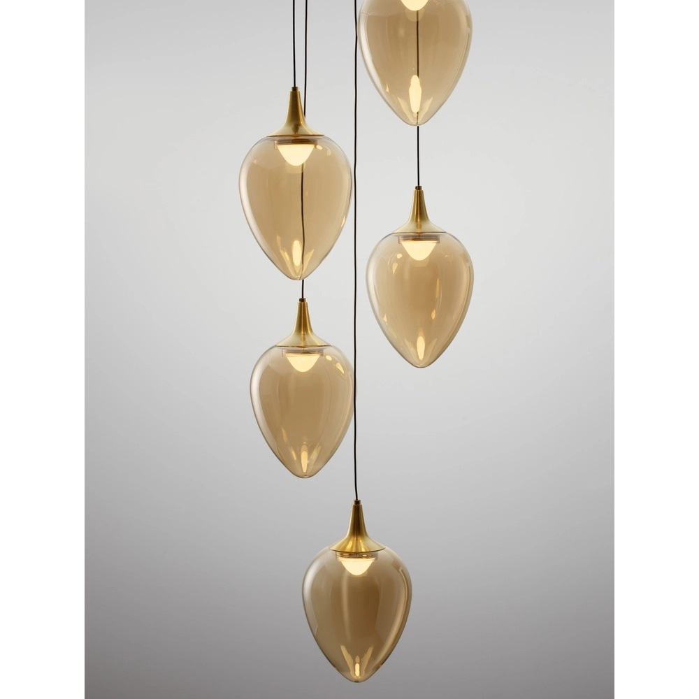 Pendant lamp Nali 5-light amber glass