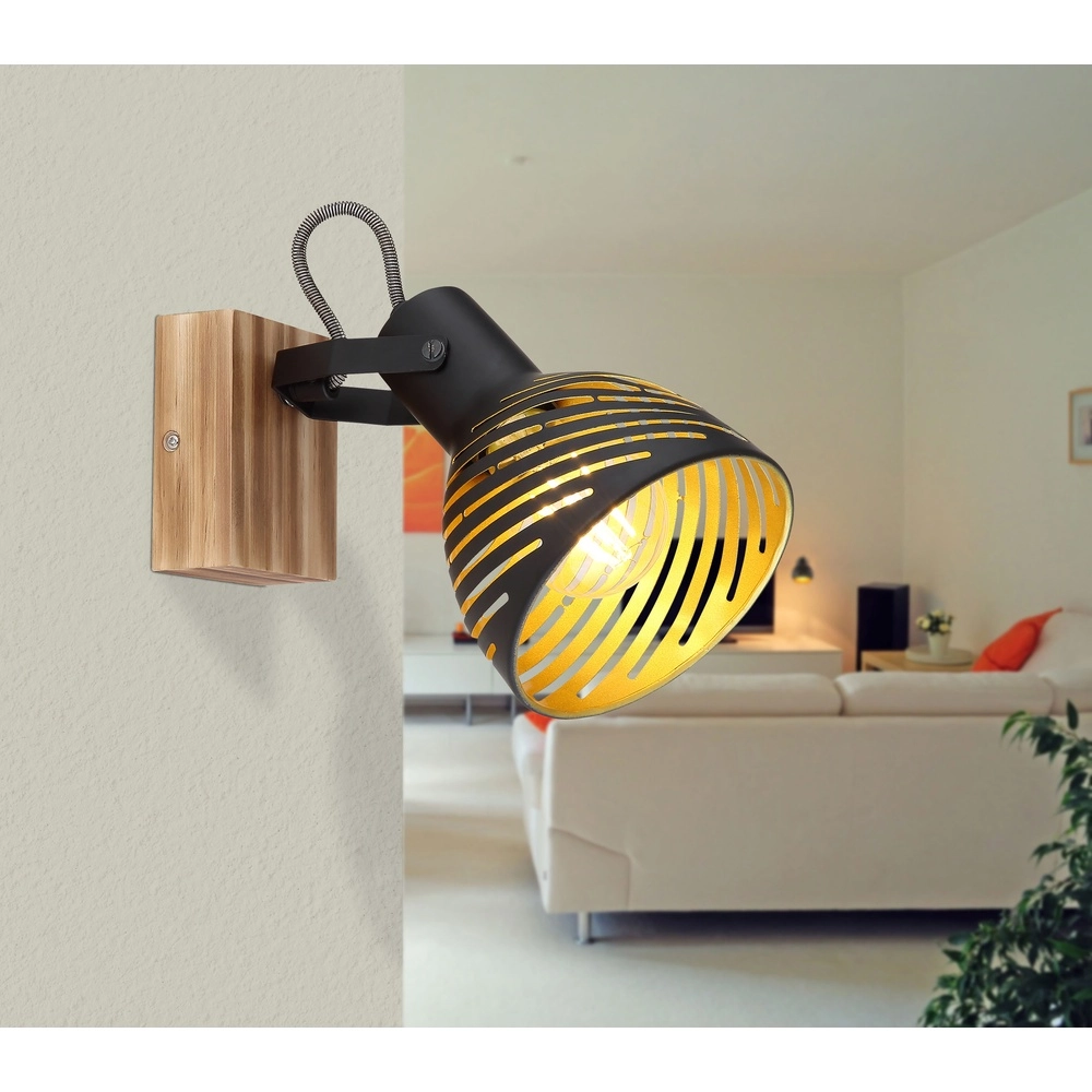 Wall lamp Lenna wood with black Globo 9007371419685