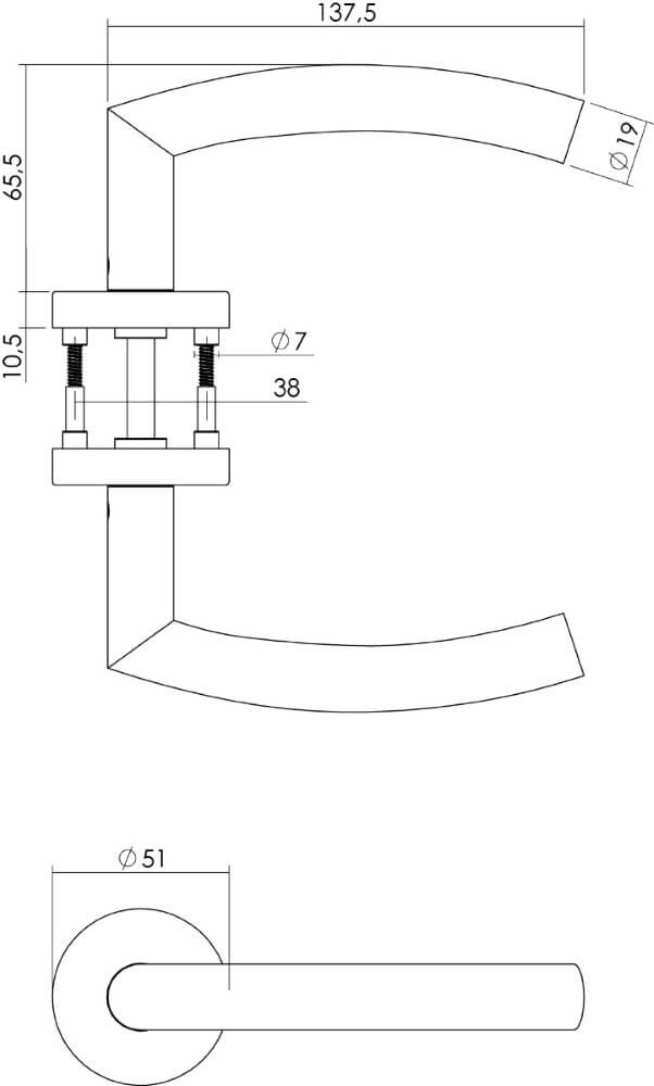 Door handle Rond on rosette stainless steel Ø 51mm Intersteel 8714186422601