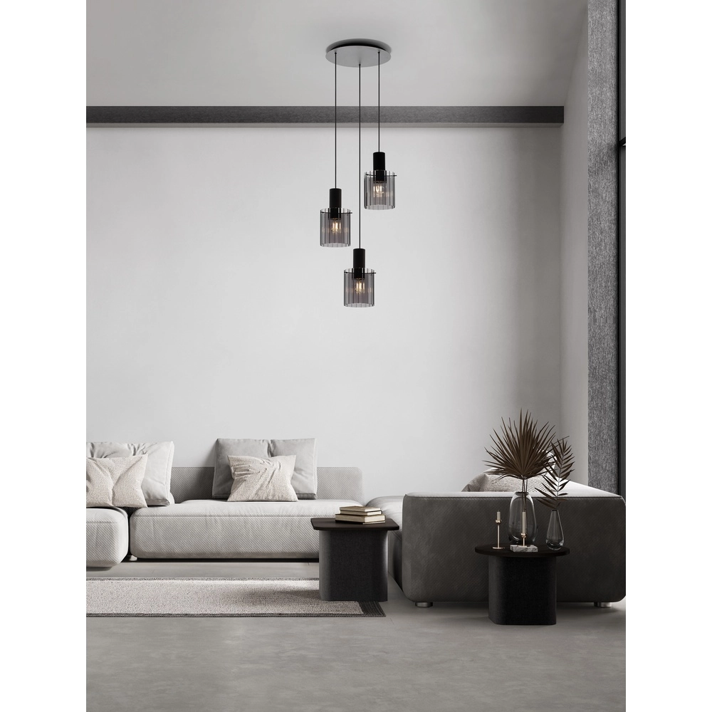 Design pendant lamp Mirbi 3-light black round Lyora 5212017468437