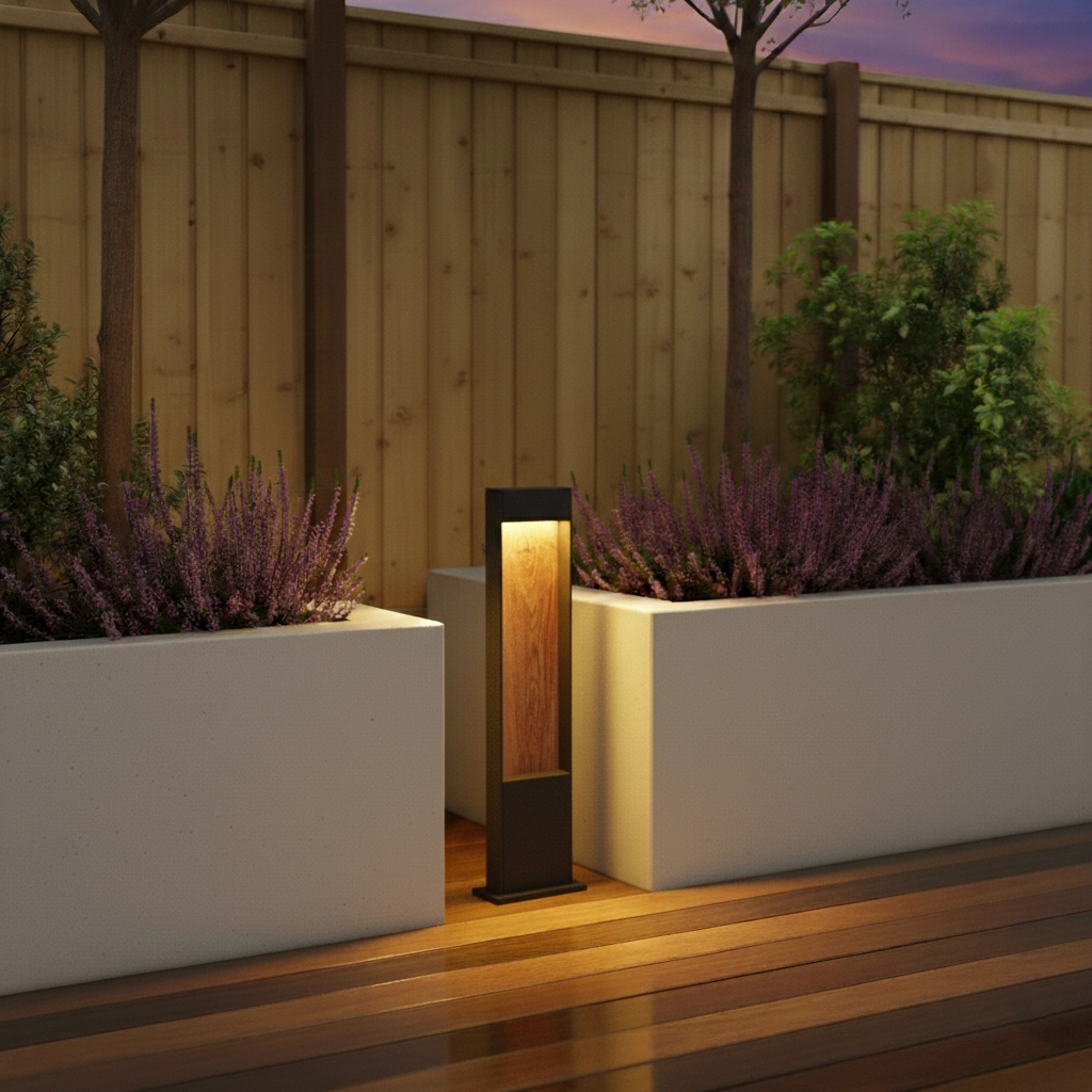 Terrace lighting Flatt 65cm anthracite with wood brown SLV 4024163231510