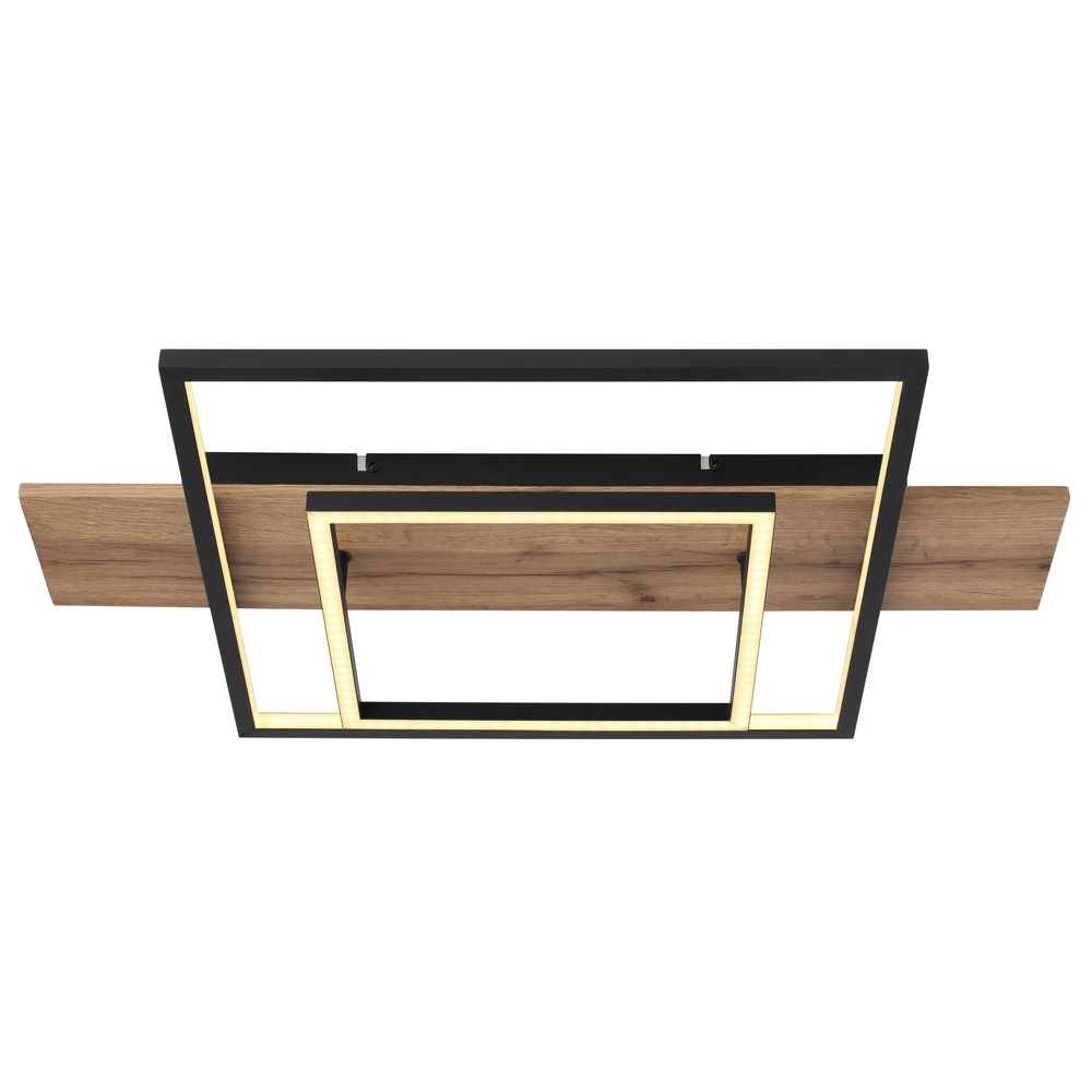 Design ceiling lamp Vanni black with wood look 60cm Globo 9007371451081