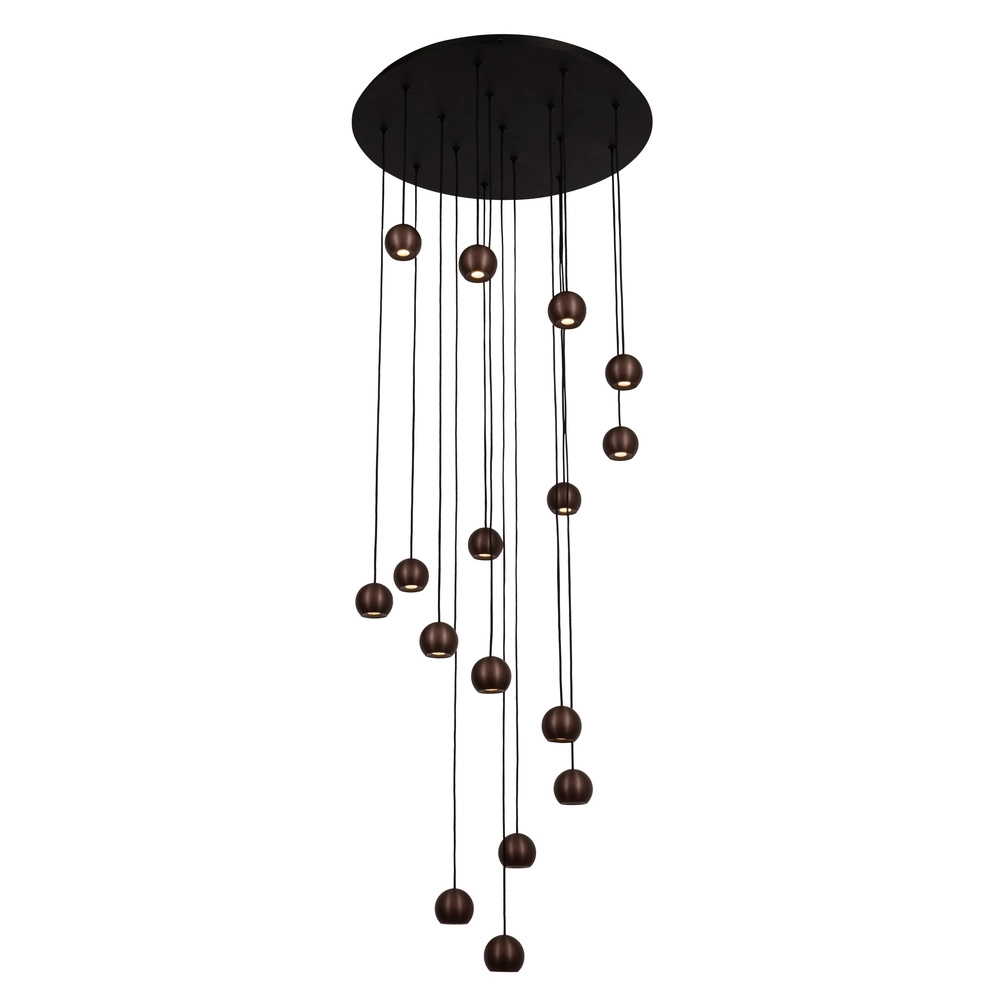 Design vide pendant lamp Montana 16-light coffee brown