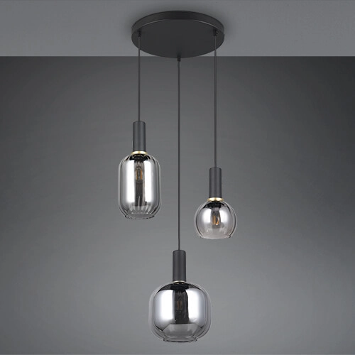 Dining room pendant lamp Diva 3-light - smoke glass Trio 4017807614565