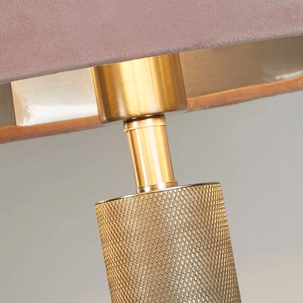 Golden table lamp London with pink hood Searchlight 5053423248431