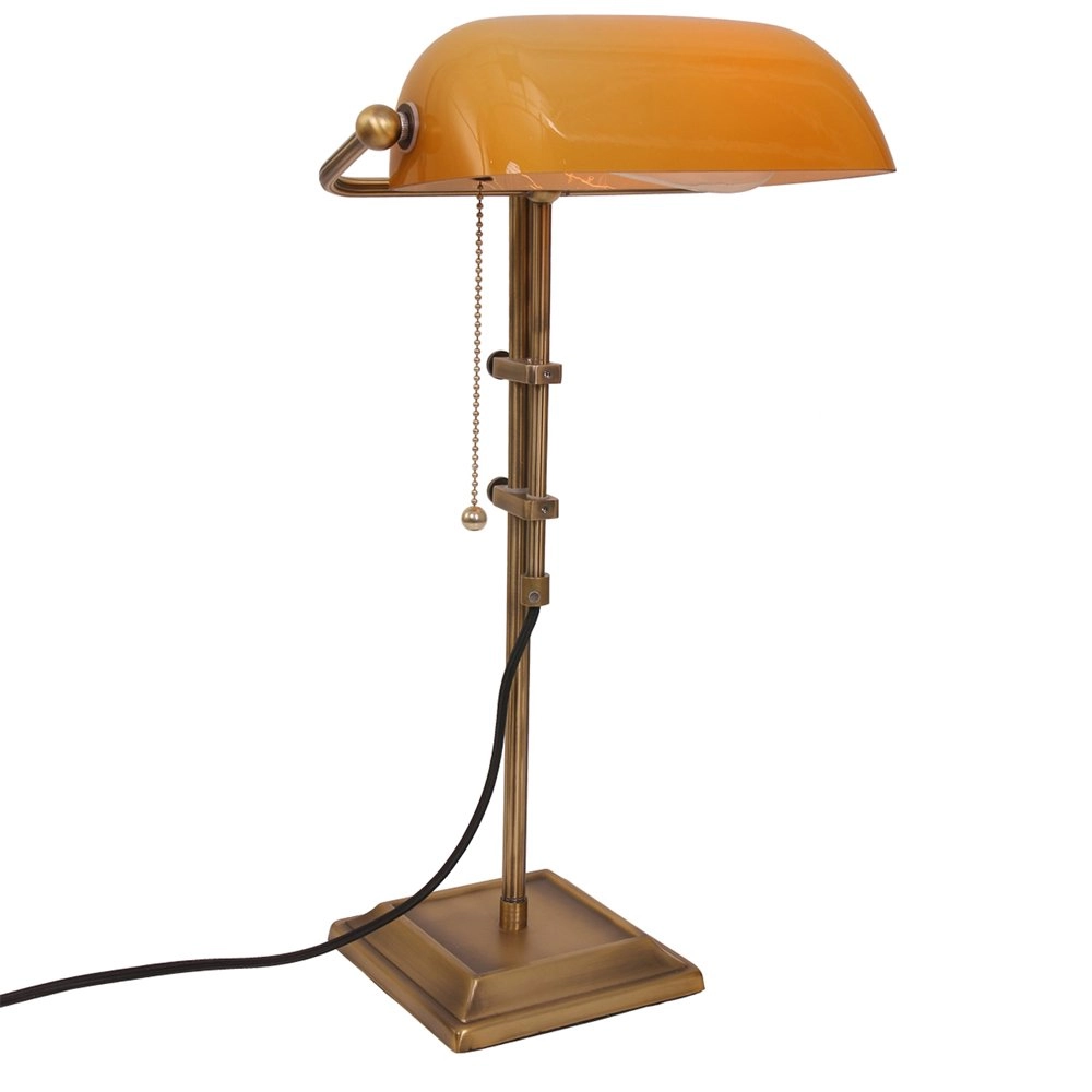 Banker's lamp Ancilla bronze with brown