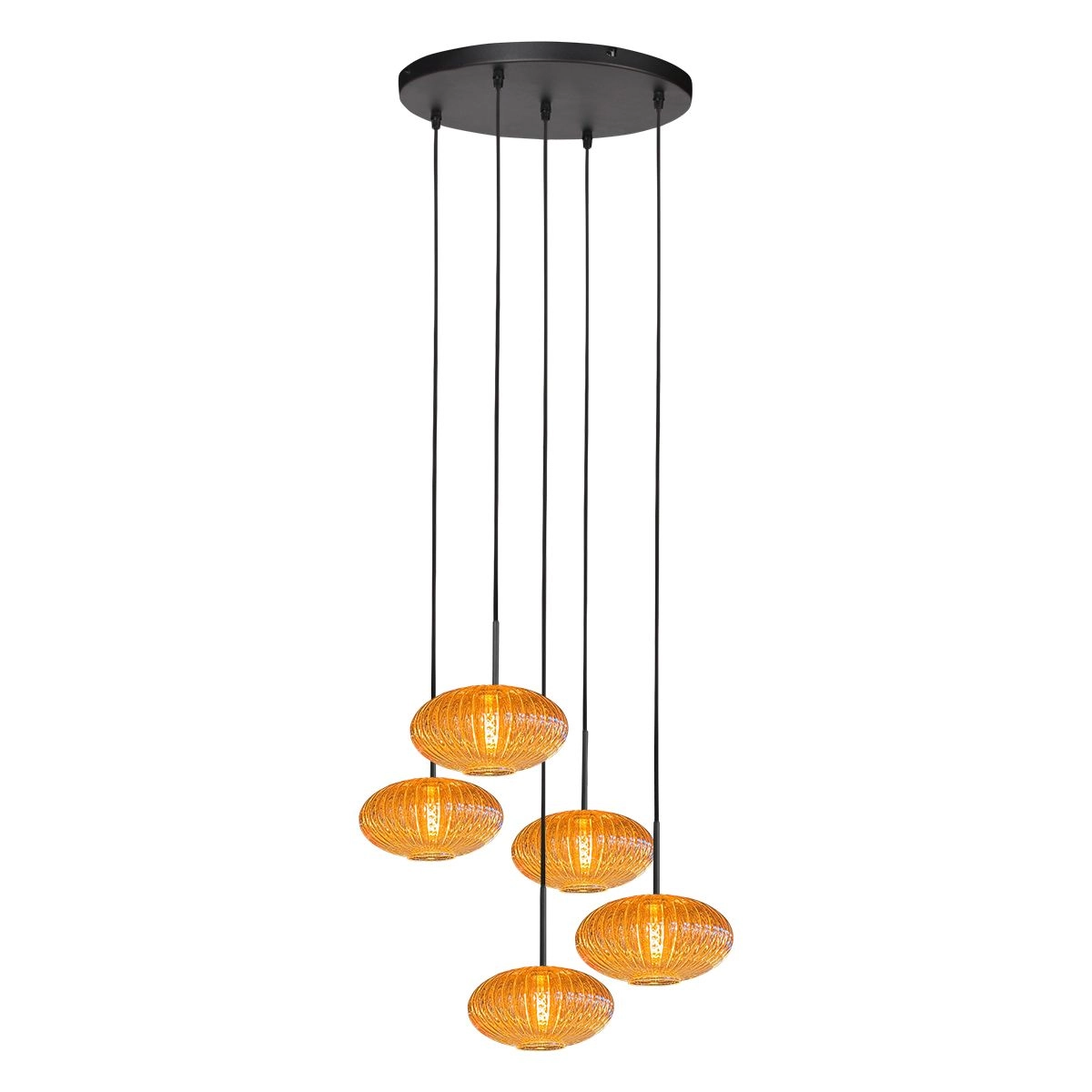 Pendant lamp HaloSwap 5-light amber glass Steinhauer 8712746181180