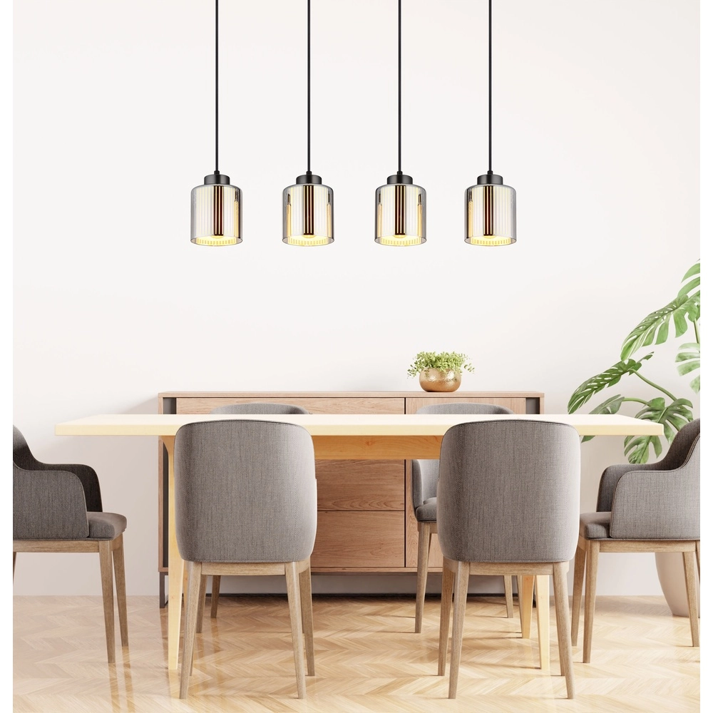 Design pendant lamp Felicia Gunmetal 4-lights Globo 9007371525966
