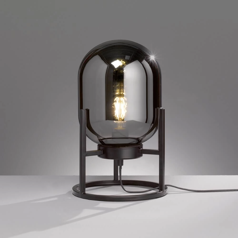 Table lamp Regi black with smoke glass Fischer & Honsel 4001133501309