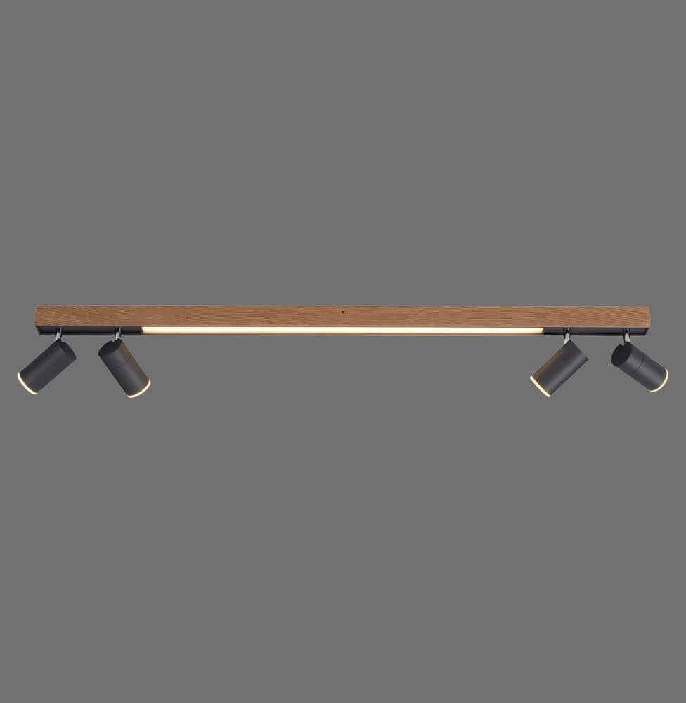 Sleek ceiling lamp Pure Lines Spot wood Paul Neuhaus 4012248374566