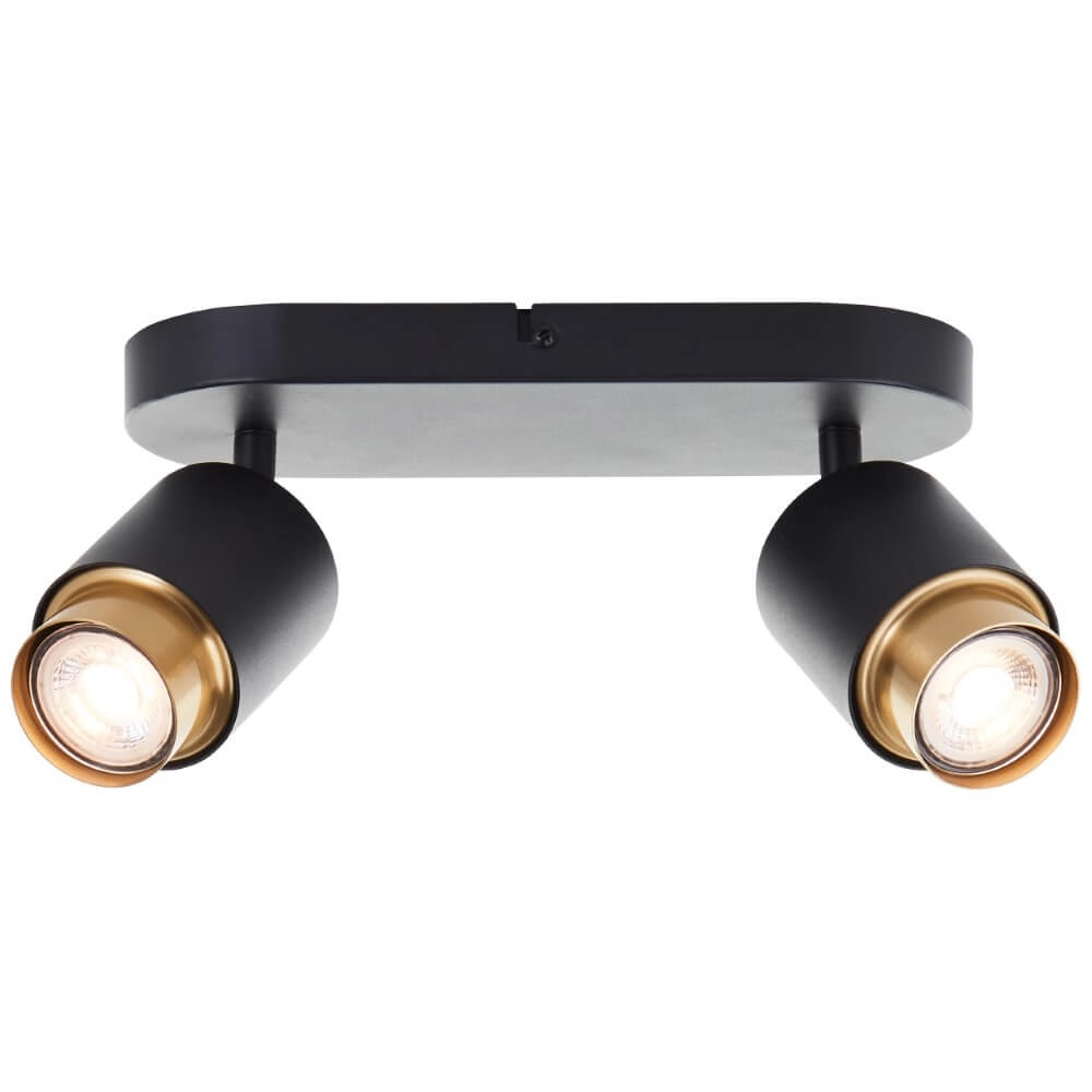 2-light surface-mounted spotlight Covelo black with gold
