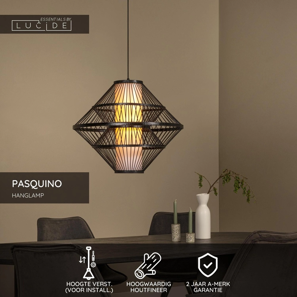 Pendant lamp Pasquino Ø 60cm black Lucide 5411212212252