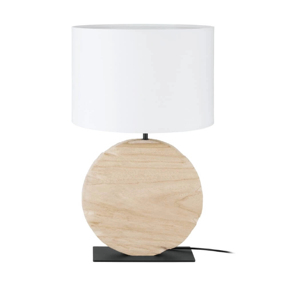 Table lamp Contessore round wood with white