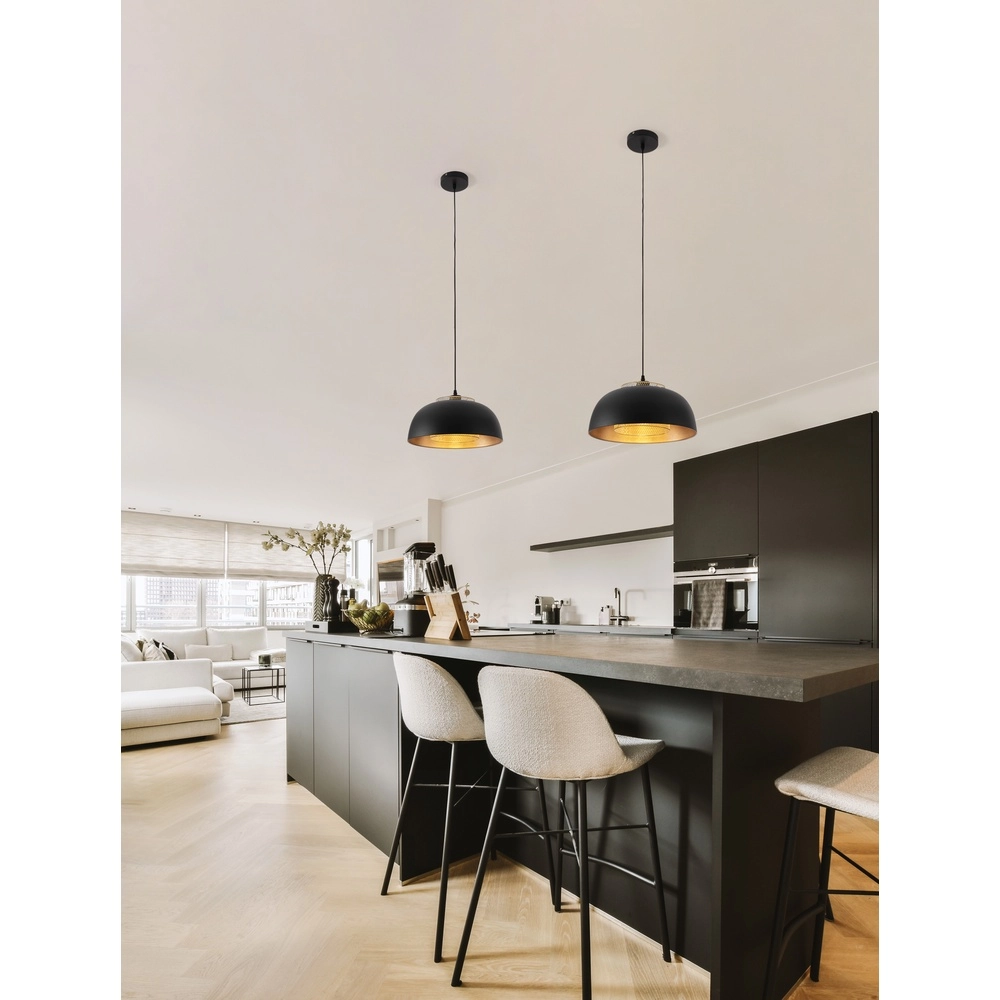 Pendant lamp Sqube black with gold Lyora 5212017454799