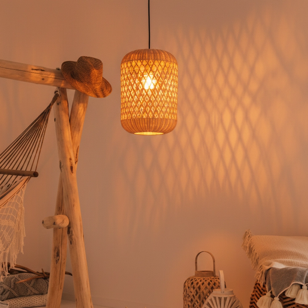 Rattan pendant lamp Aurora Ø 24.5cm