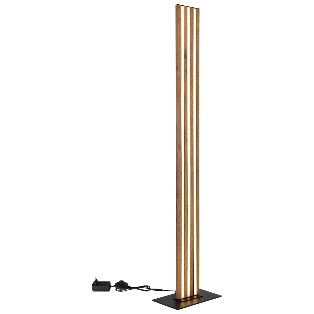 Floor lamp Hayden black with wood Globo 9007371580583