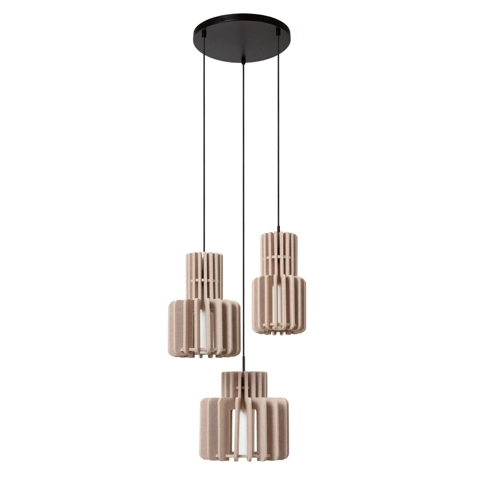 Design pendant lamp Rollo 3-light sand brown