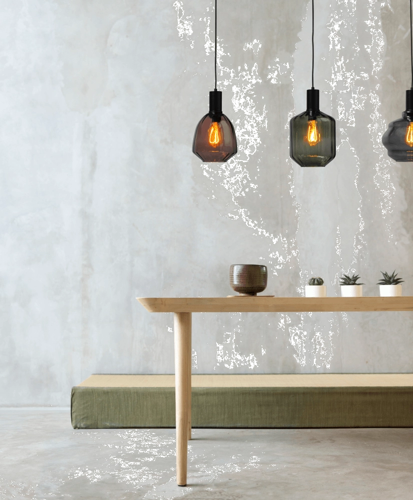3-light hanging lamp - black - Porto with different glasses Masterlight 8718121270104