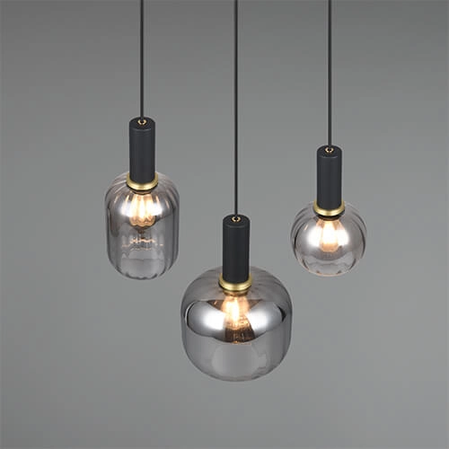Dining room pendant lamp Diva 3-light - smoke glass Trio 4017807614565