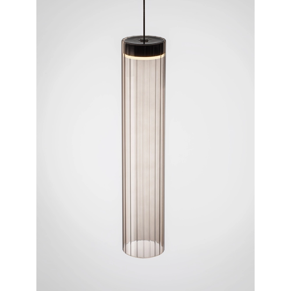 Design pendant lamp Brielle anthracite with mocha glass