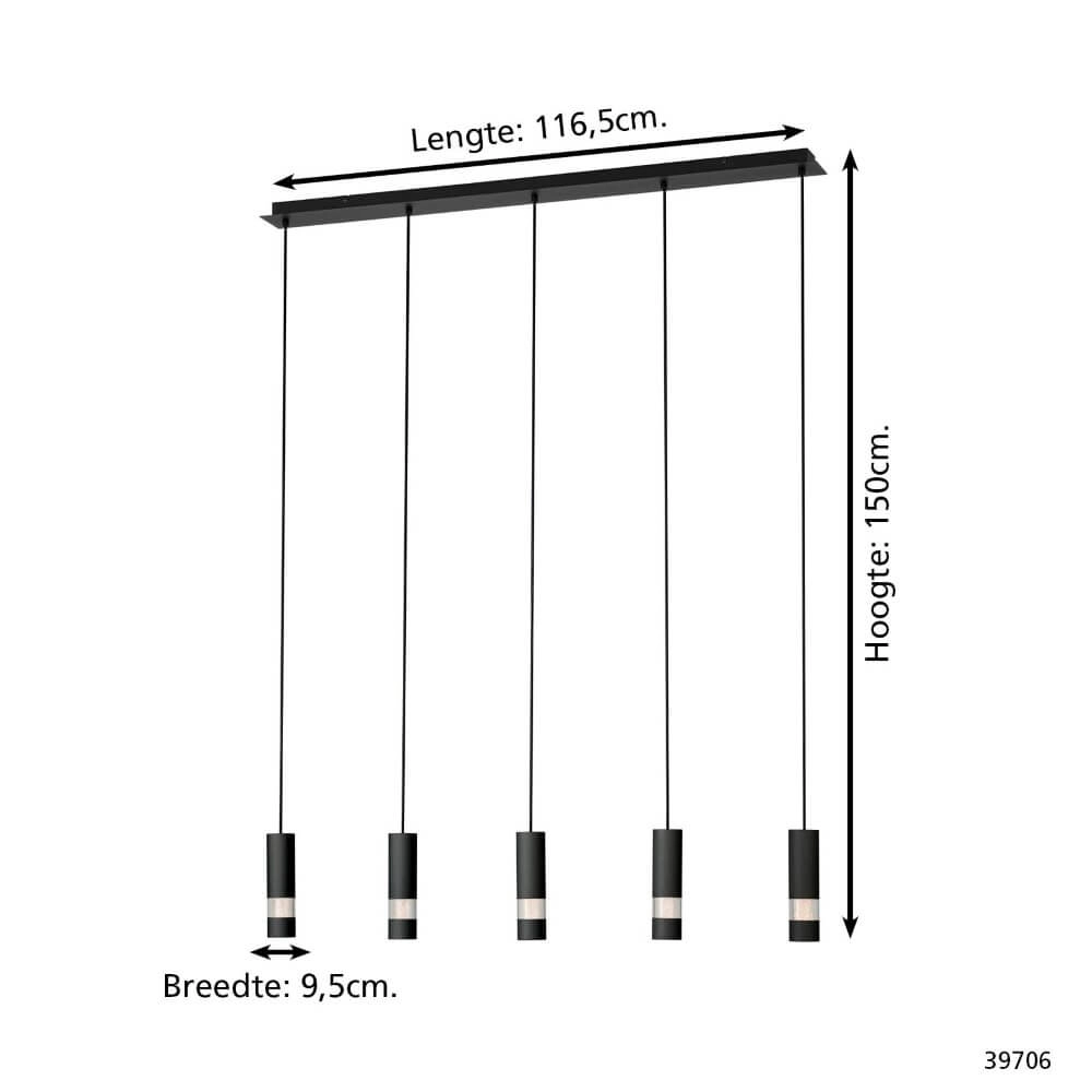 Hanging lamp 5 lights Bernabeta black Stars of Light 9002759397067