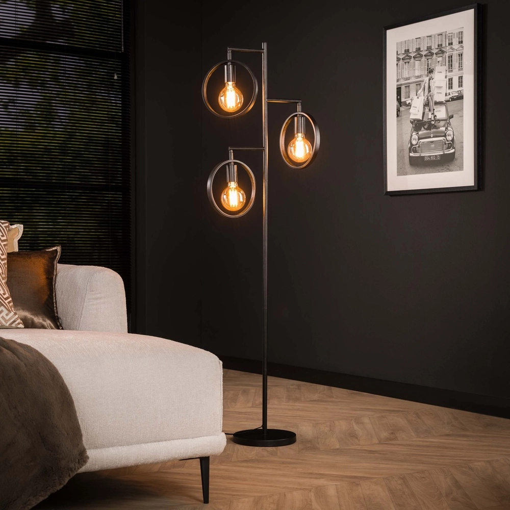 3-Ring Floor Lamp Ring black - E27 Lyora 8716803511743
