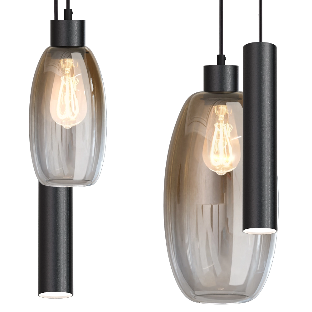 Glass pendant lamp Olive 4x glass - 2x Run - black Masterlight 8718121396835