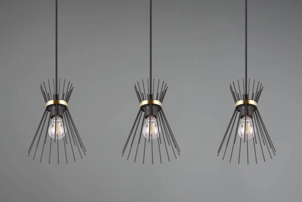 Pendant lamp Rod Design black 3-lights Trio 4017807576771
