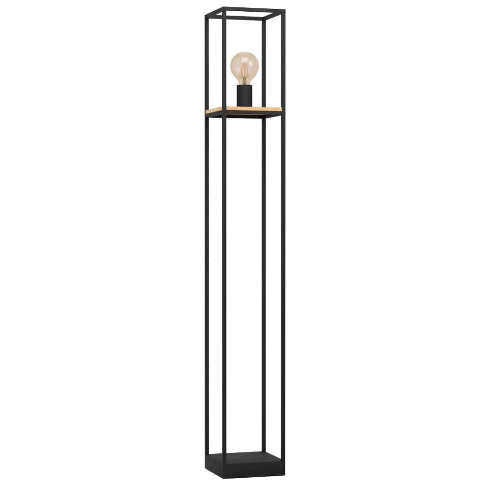 Floor lamp Libertad black with wood