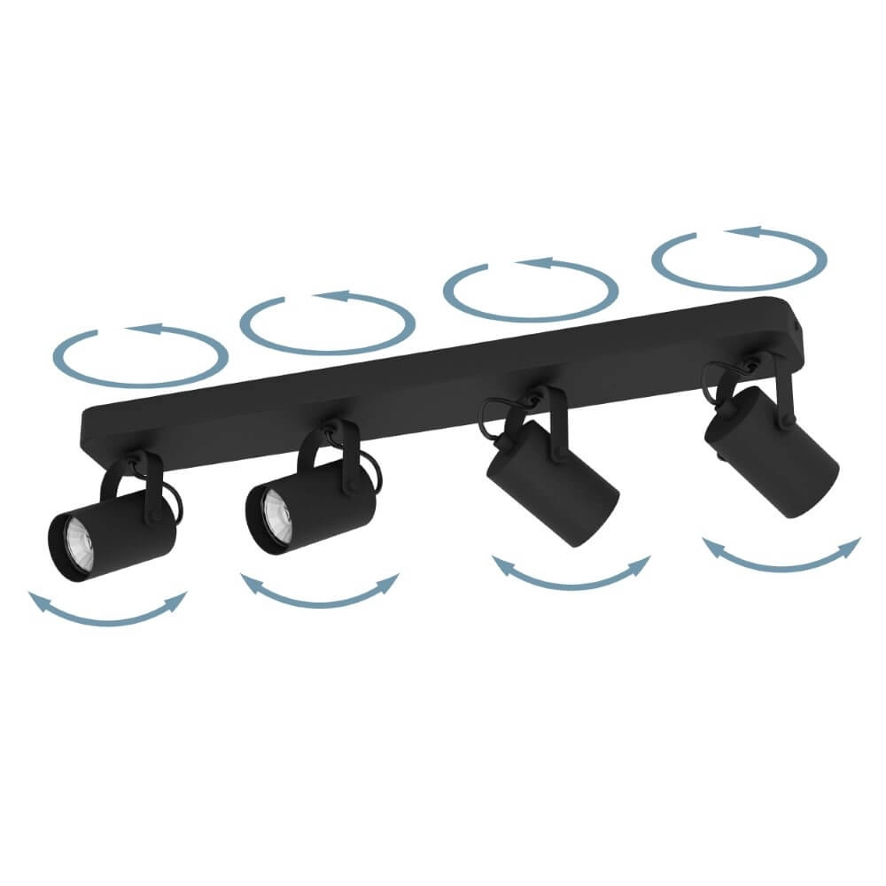 Black ceiling spotlight Sorego 4-light Eglo 9008606239092