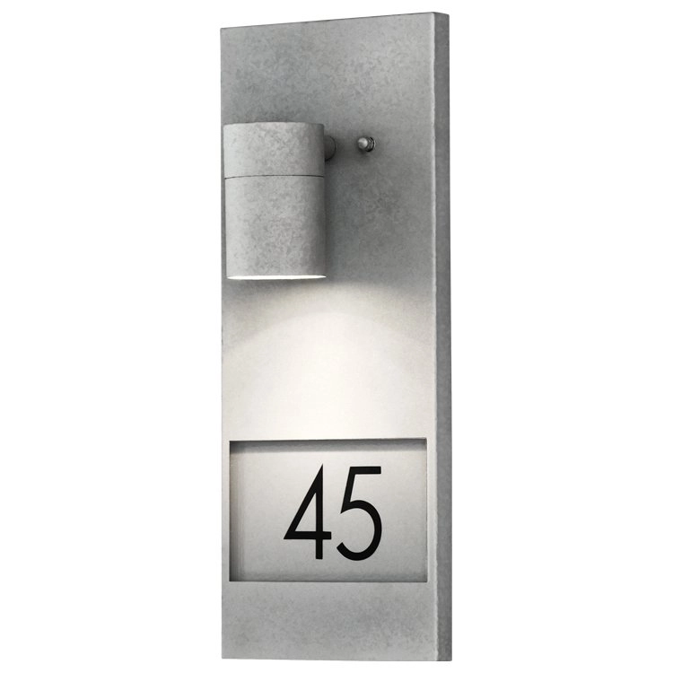 Wall spotlight Modena Adress zinc grey with house number