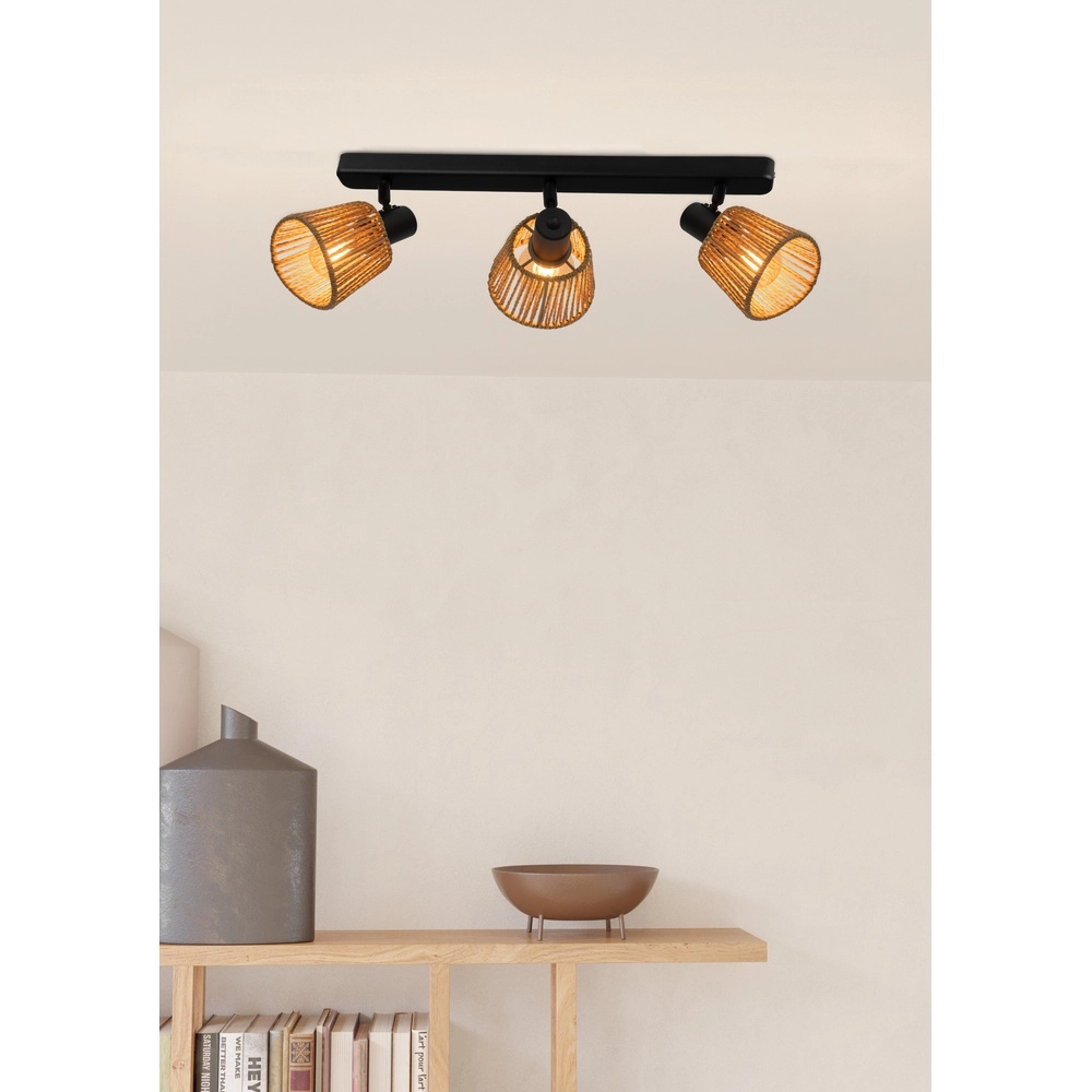 Ceiling lamp Keelby Rattan 3-lights Eglo 9008606359646