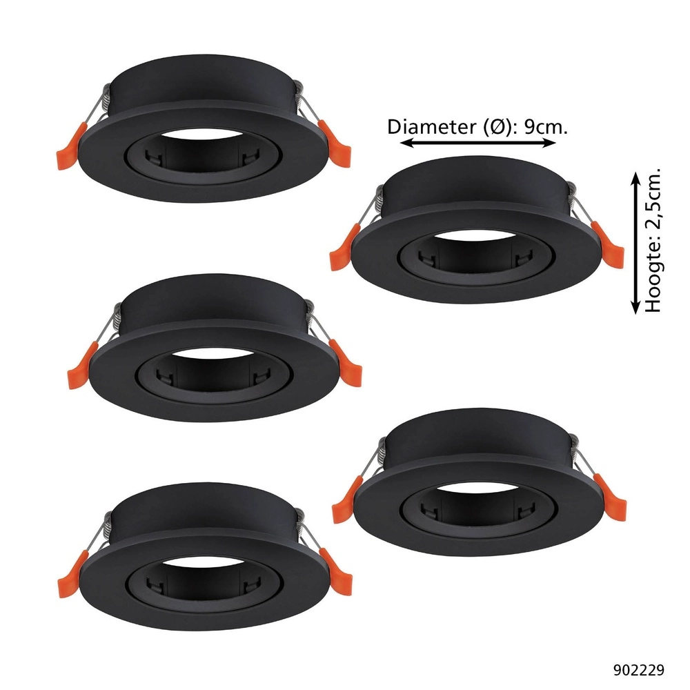 Set of 5 recessed spotlights Barranco black Ø 9cm Eglo 9008606359134