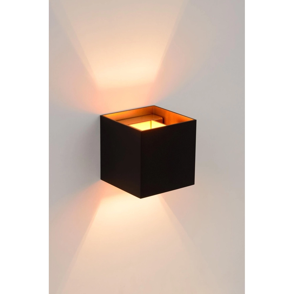 Square wall spotlight Xio 2700K black Lucide 5411212091994