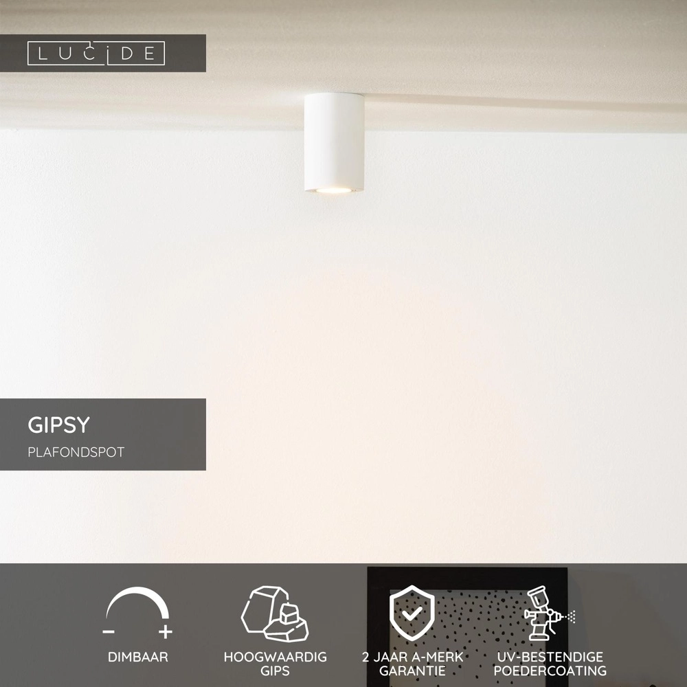Ceiling spotlight Gipsy 11.2cm white Lucide 5411212351432