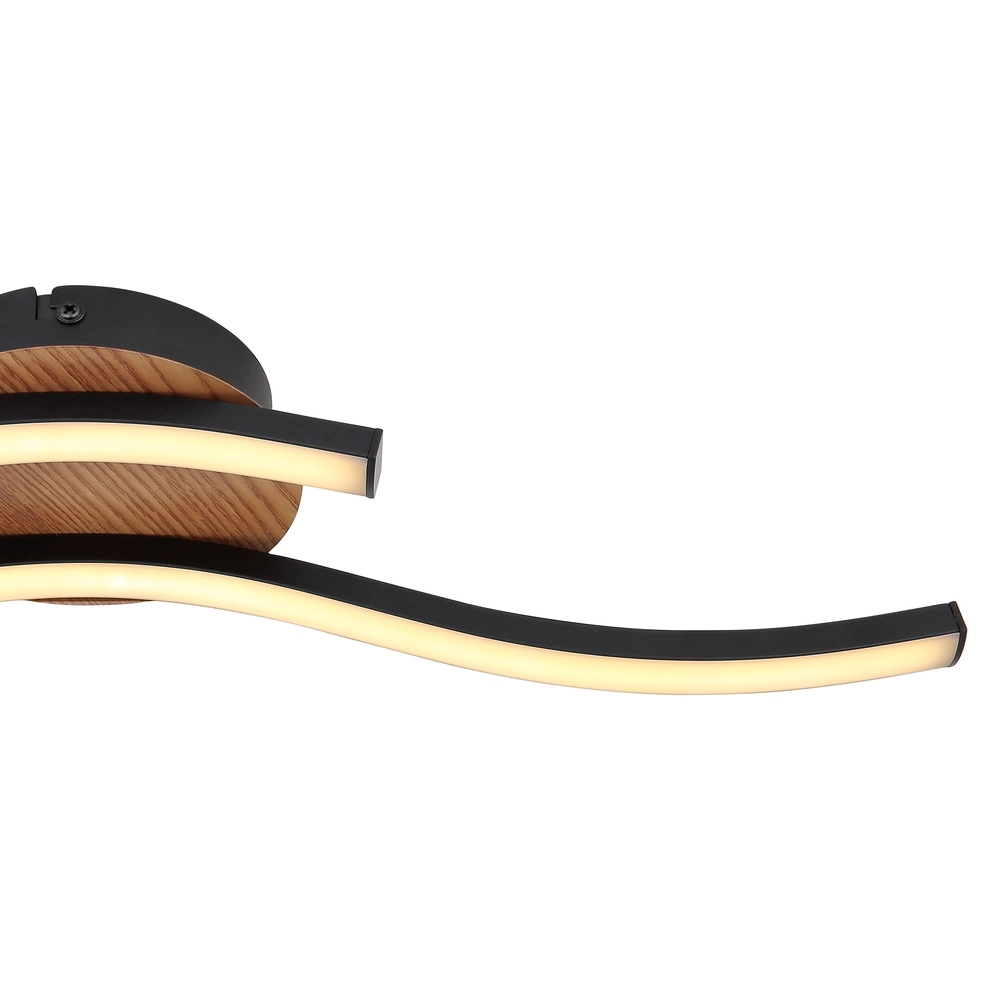 Black ceiling lamp Evita with wood Globo 9007371416172