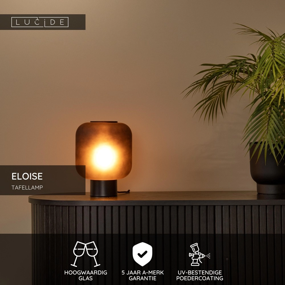 Black table lamp Eloise Ø 21cm Lucide 5411212452498