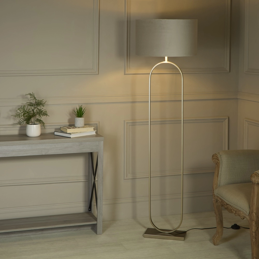 Floor lamp Modish bronze with taupe shade Searchlight 5053423307664
