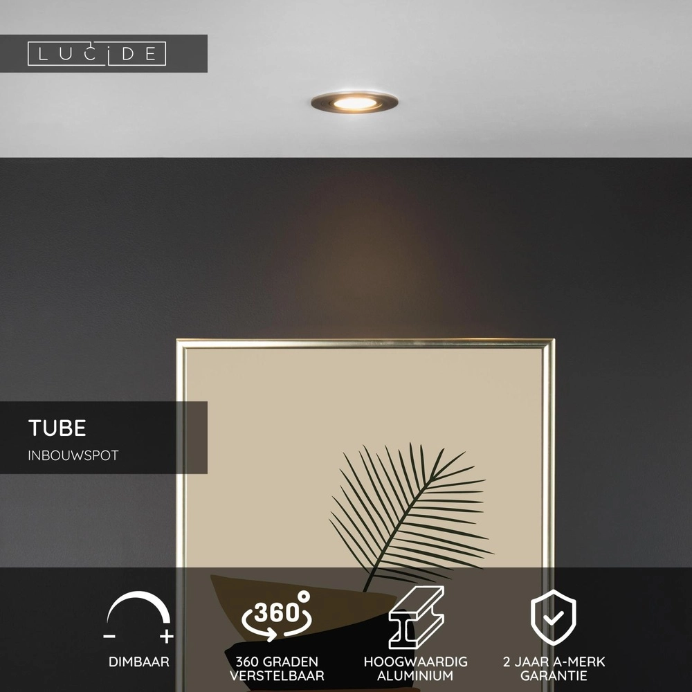 Recessed spotlight Tube chrome Ø 9,2cm Lucide 5411212220868
