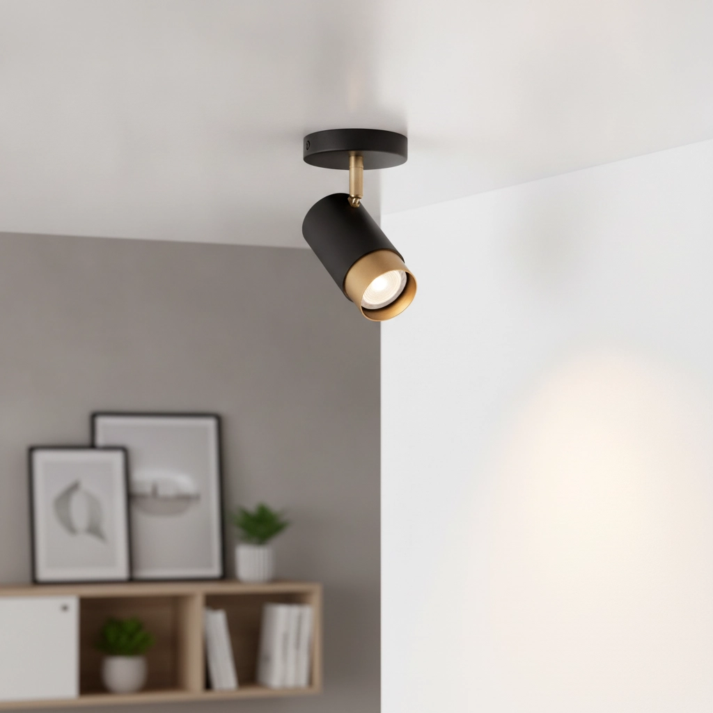 Ceiling spotlight Pogno Single black with gold