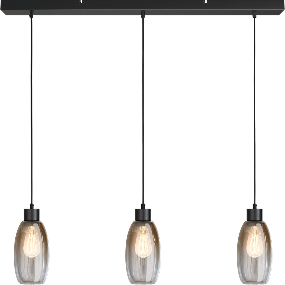 Glass pendant lamp Olive 3x Ø 12.5cm - black