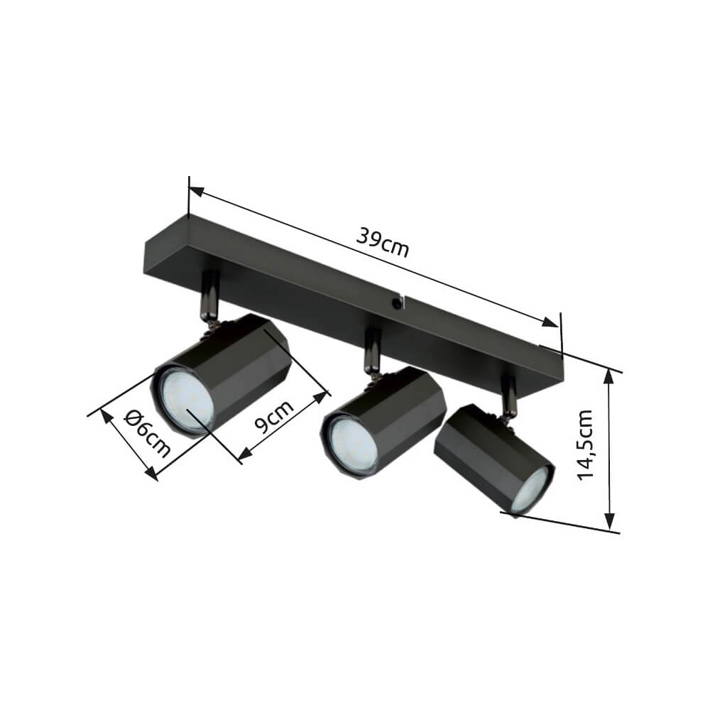 Grey ceiling lamp James 3-light Globo 9007371447848