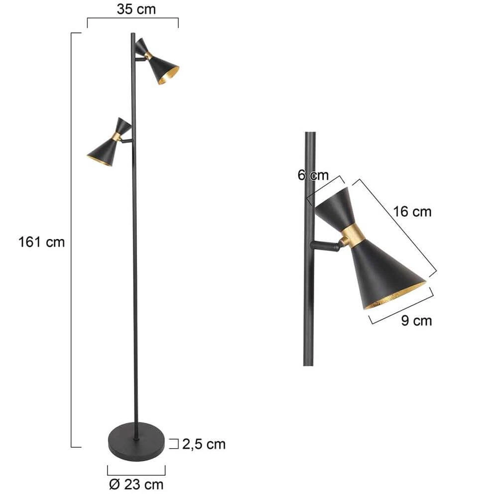 Design floor lamp Preto black with gold Steinhauer 8712746176315
