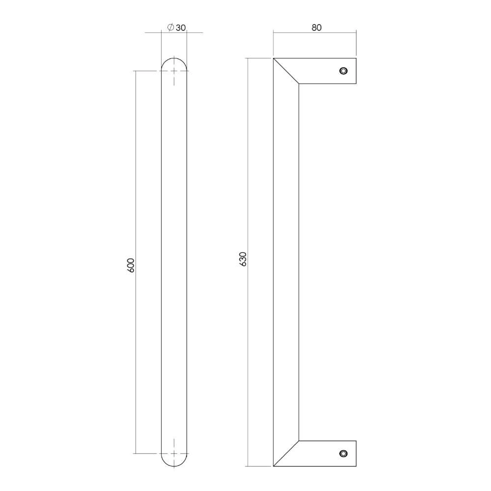 Door handle straight Gripon 63cm stainless steel Intersteel 8714186465257